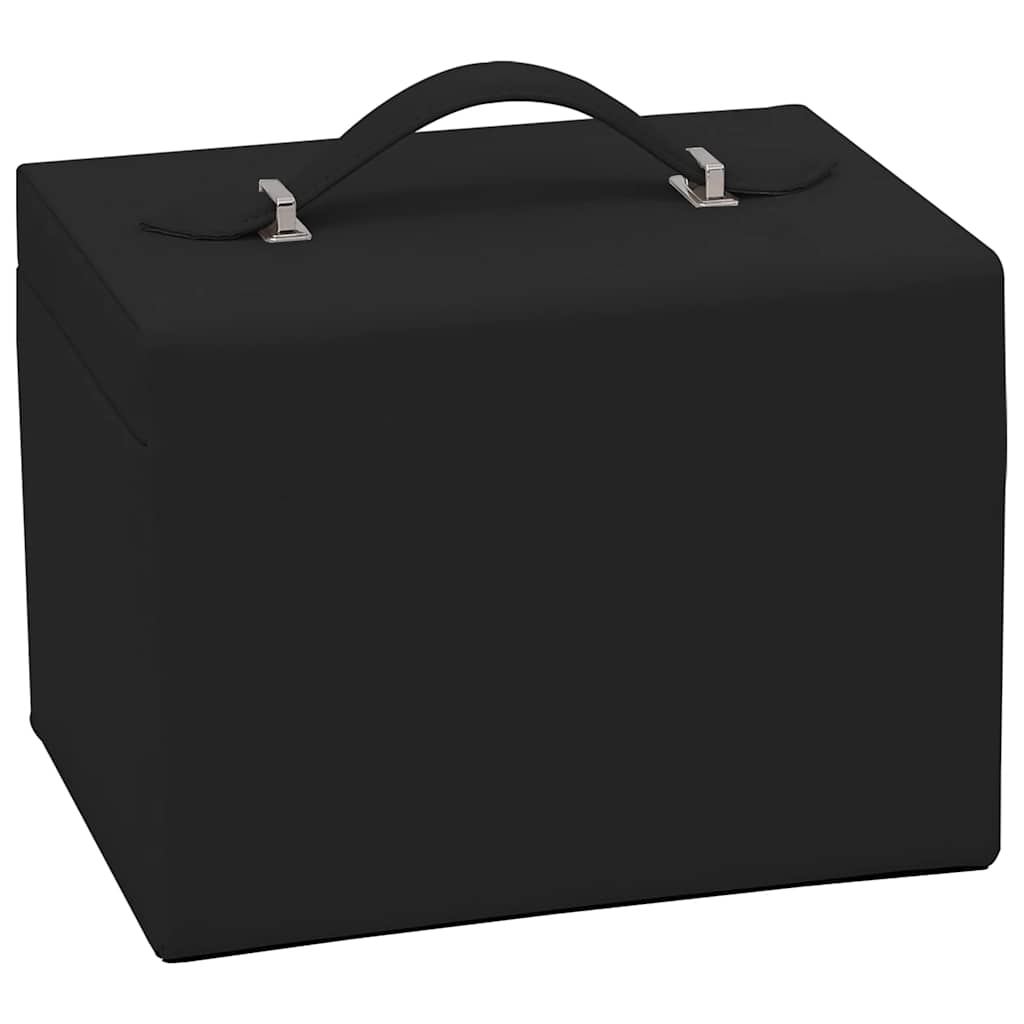 Jewelry box 4-layer with mirror, lockable, black, 22.5x17.5x16.5 cm