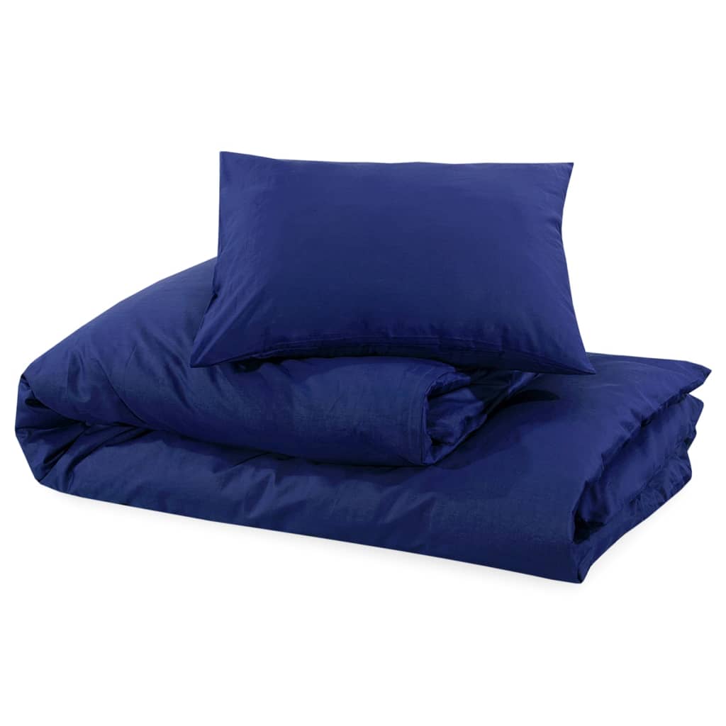 Duvet cover set navy blue 135 x 200 cm cotton