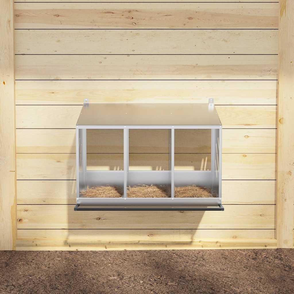 Chicken coop with 3 compartments made of galvanized silver metal
