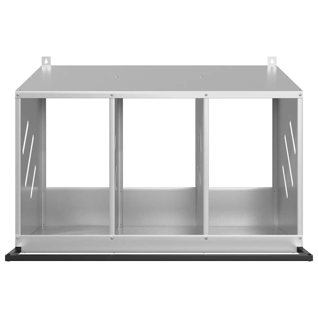 Chicken coop with 3 compartments made of galvanized silver metal