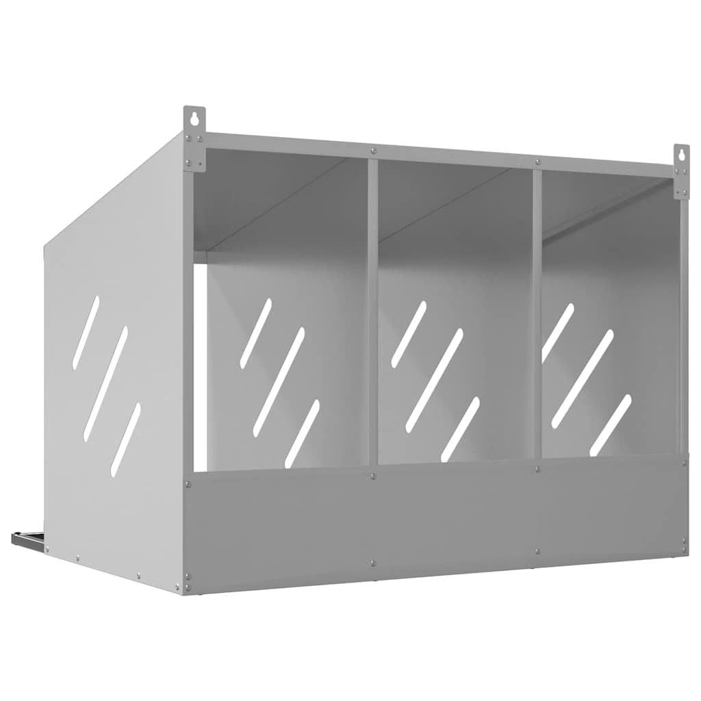 Chicken coop with 3 compartments made of galvanized silver metal