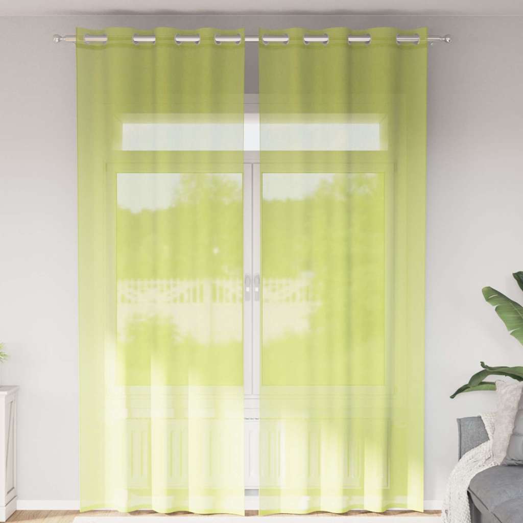Voile curtains with rings 2 pcs Apple Green 140x300 cm
