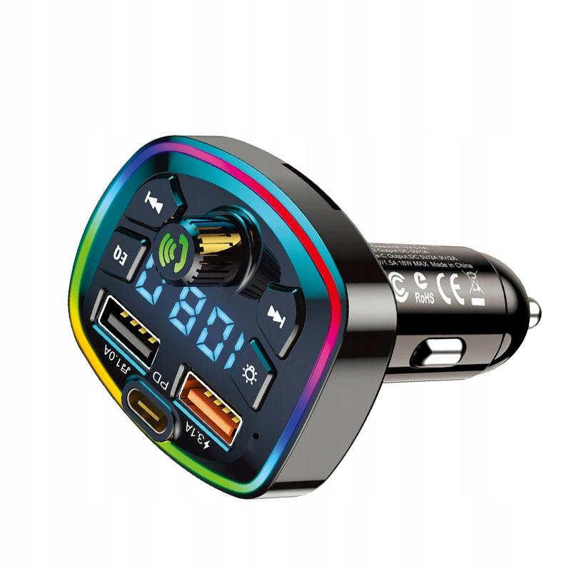 KAKUSIGA KSC-851 car FM transmitter QC 3.0   18W   USB Flash   Bluetooth 5.0 Black