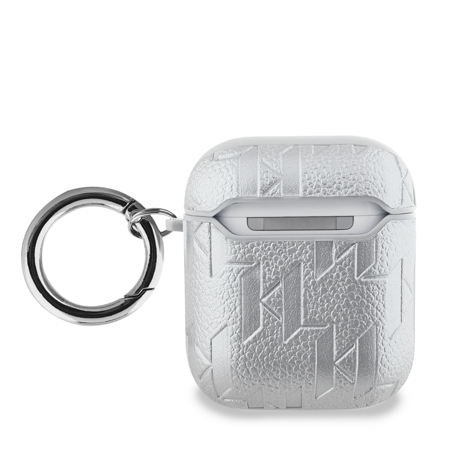 Karl Lagerfeld PU Embossed Choupette Head Case for AirPods 1 2 Silver