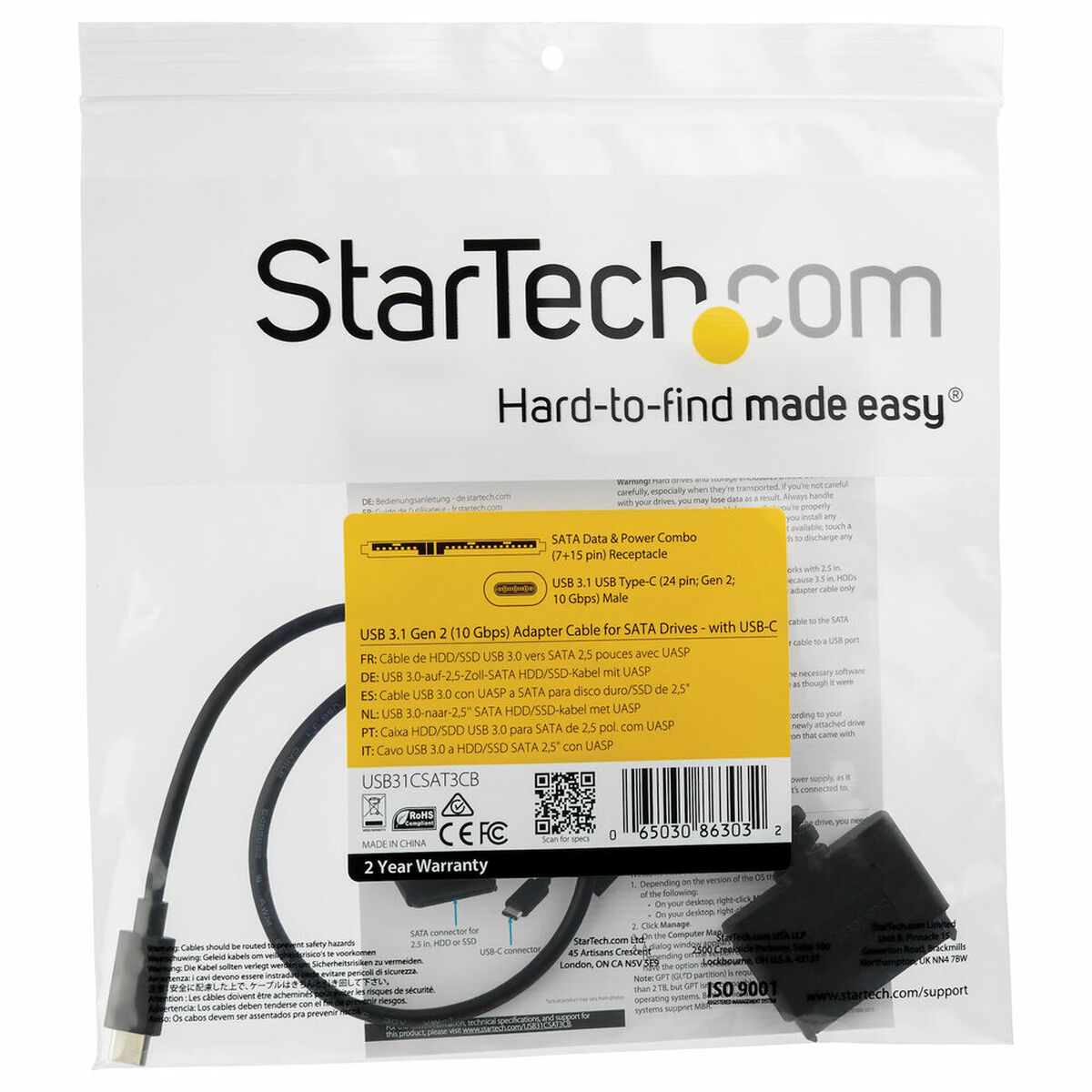 USB-SATA kõvaketta adapter Startech USB31CSAT3CB 2.5