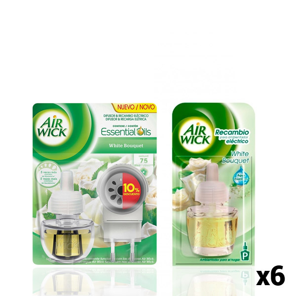 Air Wick White Bouquet Electric Air Freshener + 6 Refills Pack