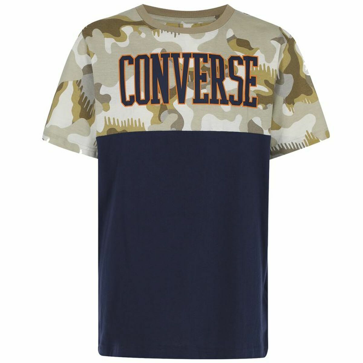 Child's Short Sleeve T-Shirt Converse Blocked Camo Navy Blue