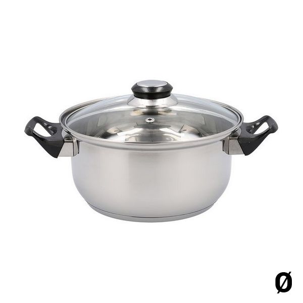 Casserole with glass lid Quid Habitat Stainless steel
