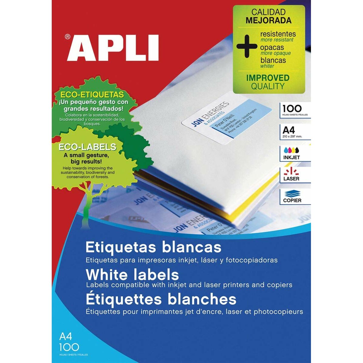 Adhesives/Labels Apli 1263 64,6 x 33,8 mm 100 Sheets