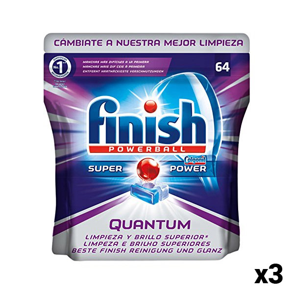 Таблетки для Посудомоечных Машин Finish Quantum 64 шт. (3 упаковки)