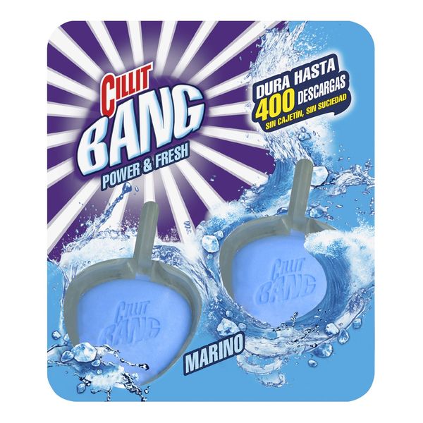 Cillit Bang Power & Fresh WC Marine Air Freshener & Toilet Bowl Cleaner Clip on tabs (Pack of 2)