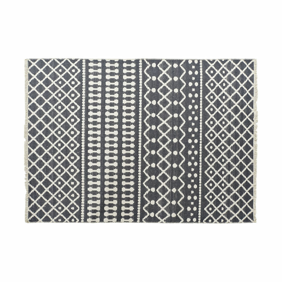Carpet DKD Home Decor White Polyester Cotton Dark Grey (160 x 230 x 1 cm)