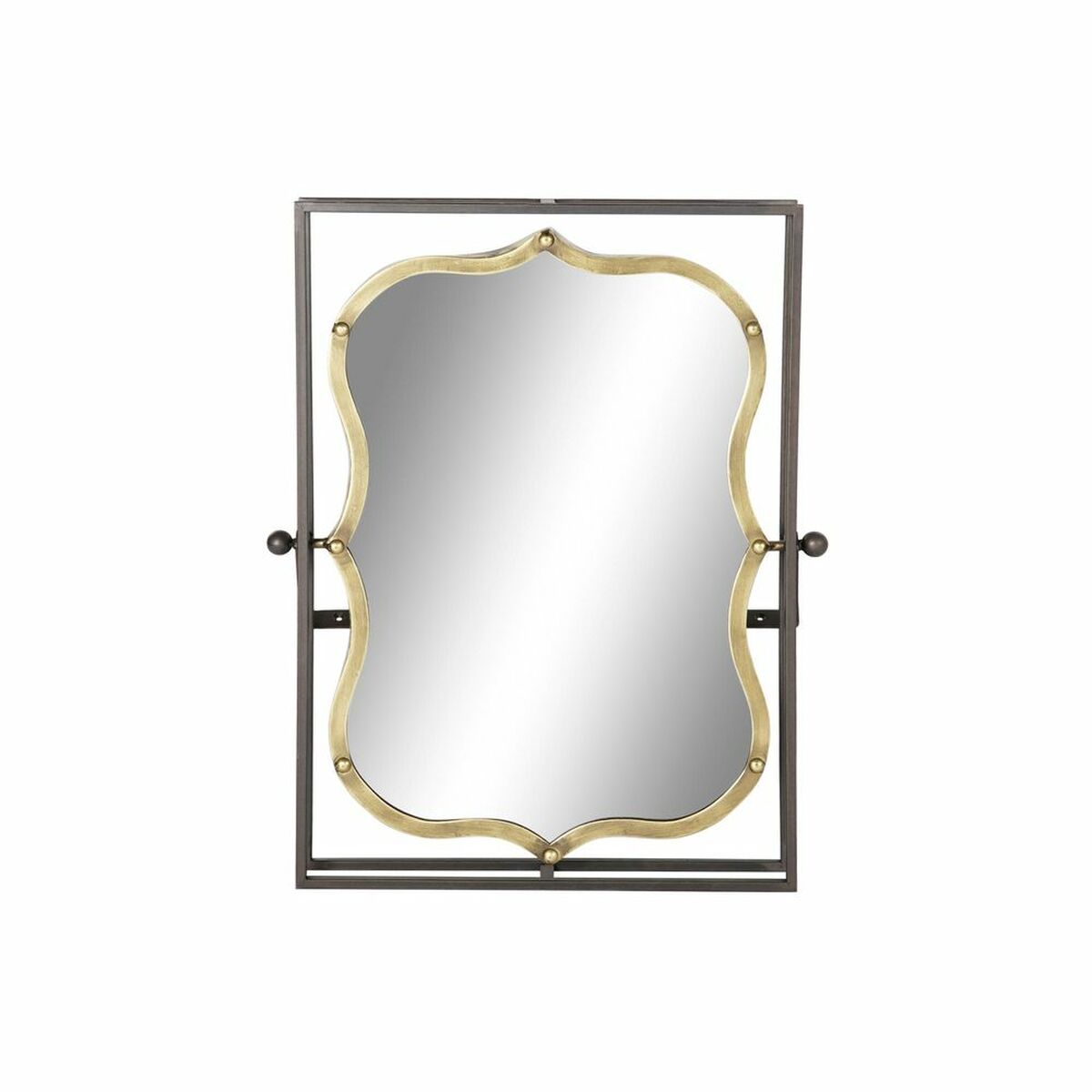 Настенное зеркало DKD Home Decor Чёрный Металл Позолоченный (51.5 x 12 x 65 cm)
