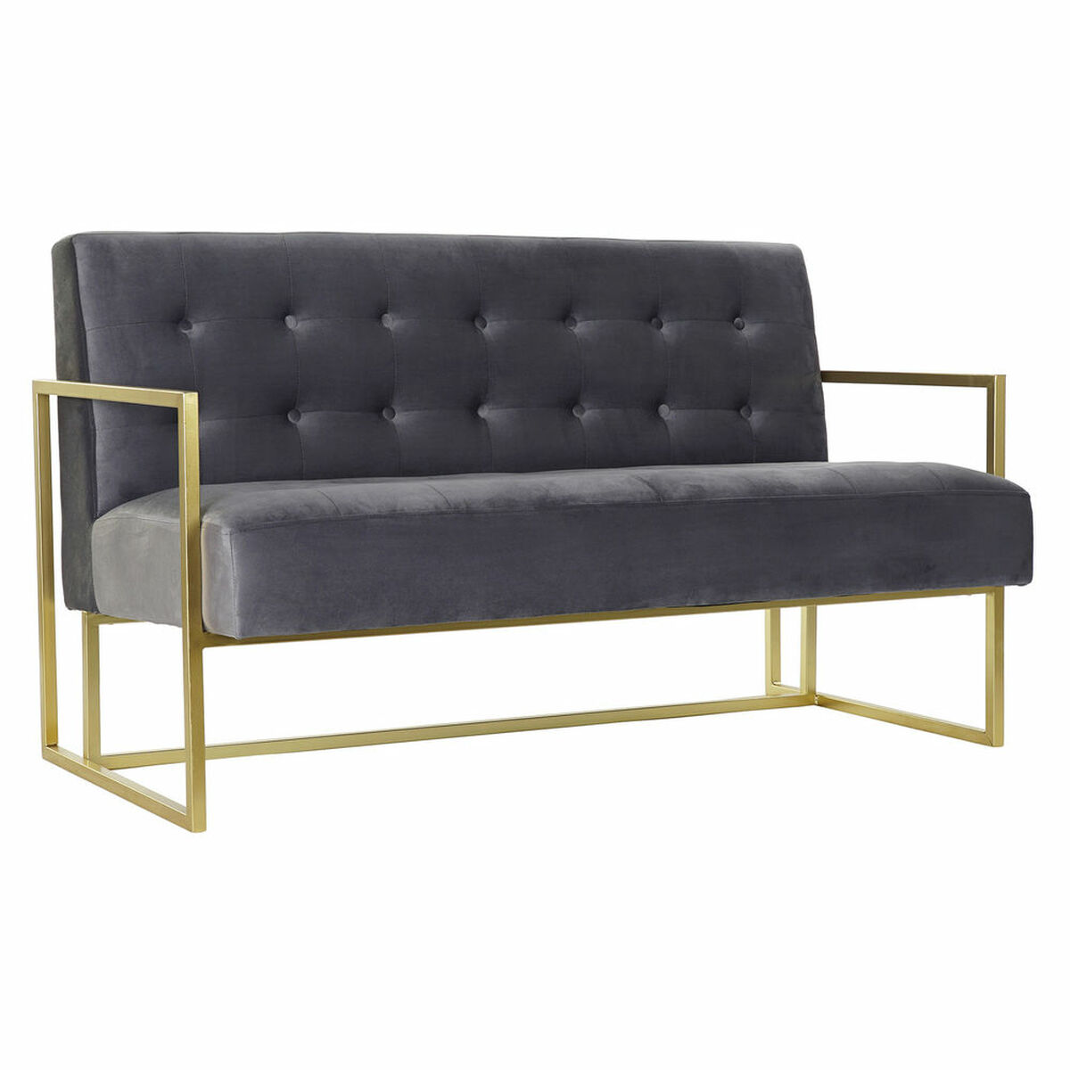Sofa DKD Home Decor Grey Polyester Metal Golden Glam (128 x 70 x 76 cm)