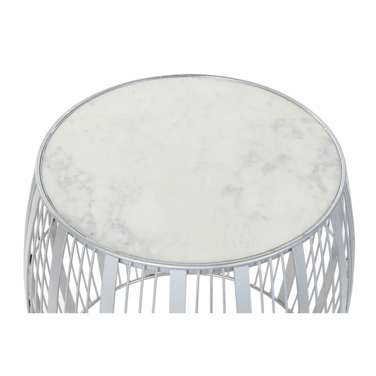 Вспомогательный стол DKD Home Decor Белый Мрамор Железо Серебристый (46 x 46 x 41 cm)