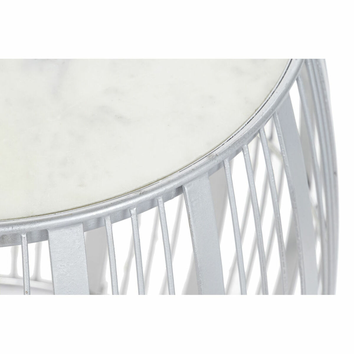 Вспомогательный стол DKD Home Decor Белый Мрамор Железо Серебристый (46 x 46 x 41 cm)