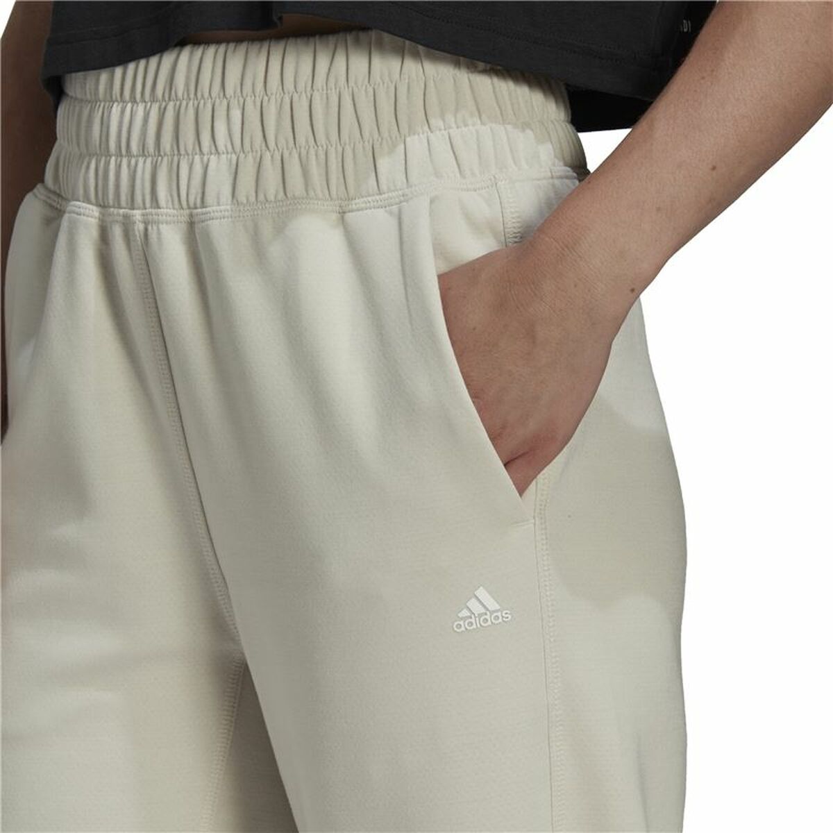 Длинные спортивные штаны Adidas Aeroready Studio Женщина Бежевый