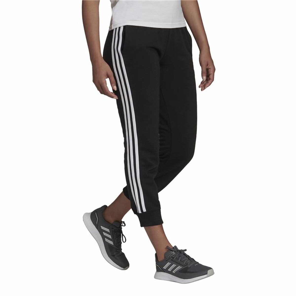 Длинные спортивные штаны Adidas Essentials Studio Lounge Cuffed 3 Stripes Женщина Чёрный