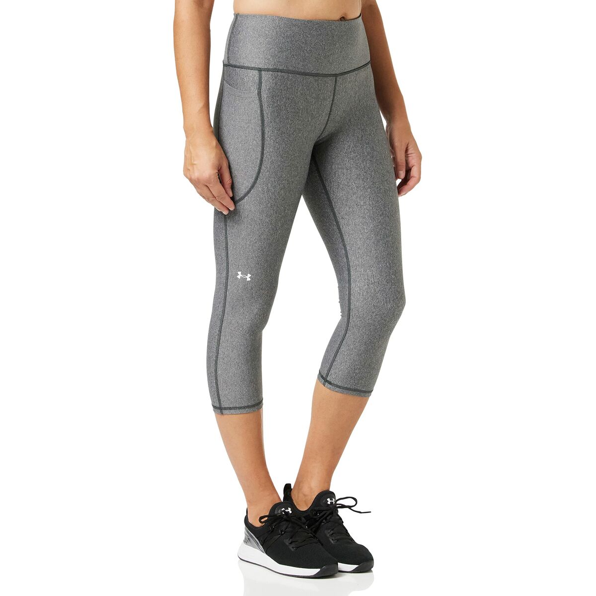 Under Armour HeatGear Armour Capri Pants Charcoal Light Heather/Charcoal  Light Heather/Metallic Silver